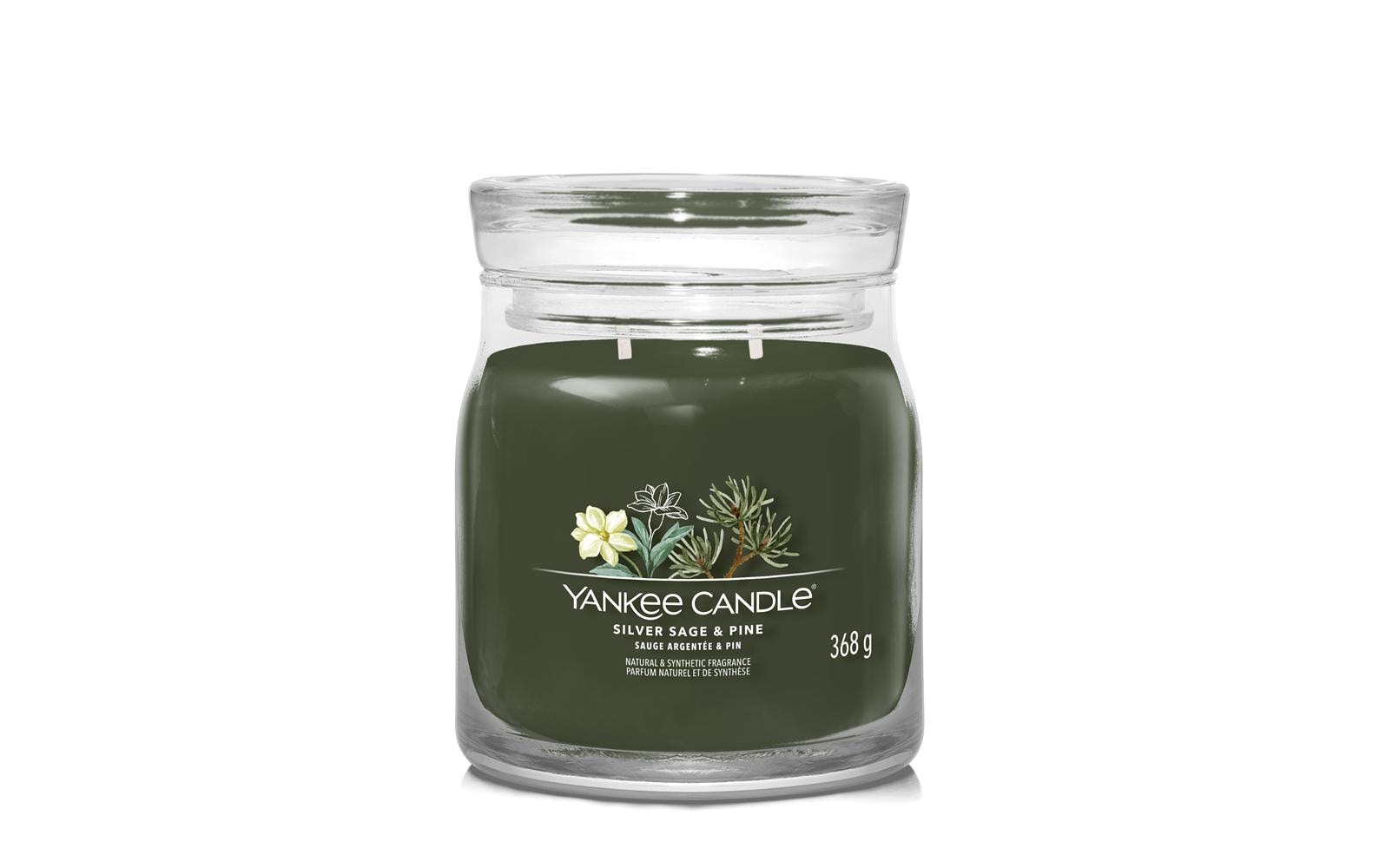 Yankee Candle Silver Sage & Pine – Duftkerze, Medium Jar