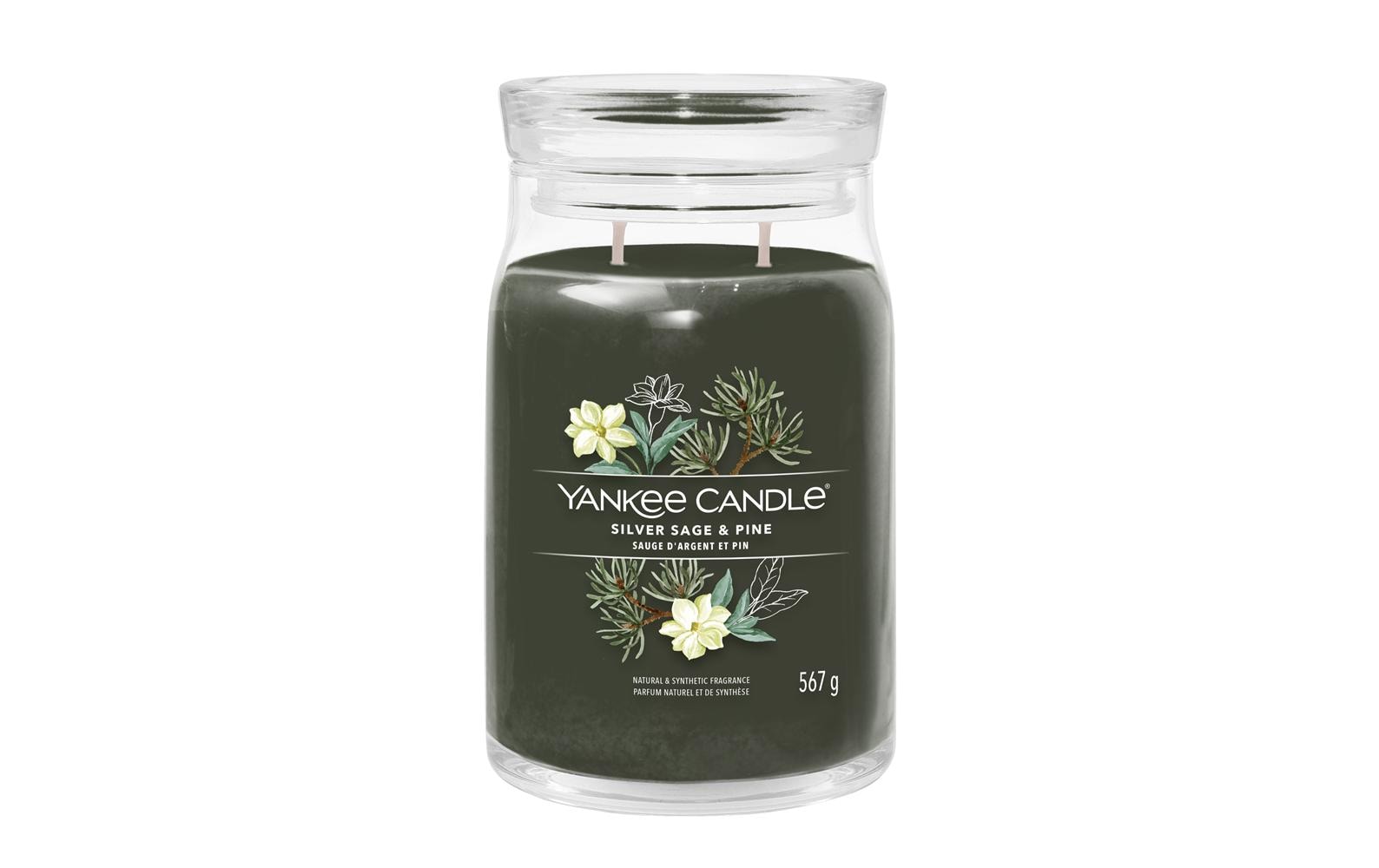 Yankee Candle Duftkerze Silver Sage & Pine, grün, Glas, Ø 9,4 × 15,7 cm, 1 Stück