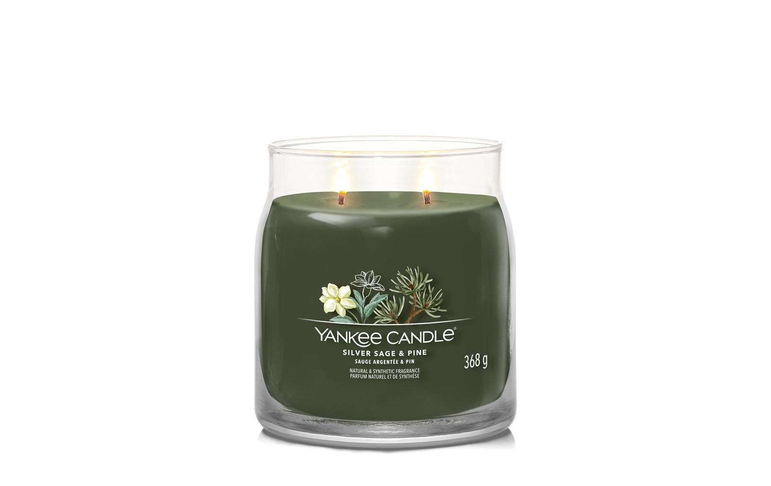 Yankee Candle Silver Sage & Pine – Duftkerze, Medium Jar