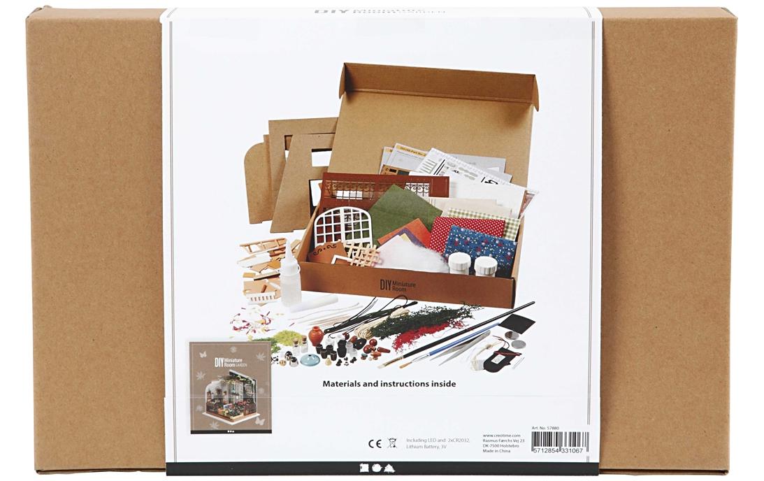 Creativ Company Miniaturweltset – Bastelset – Garten – 19,5 × 21 cm – Holz, mehrfarbig