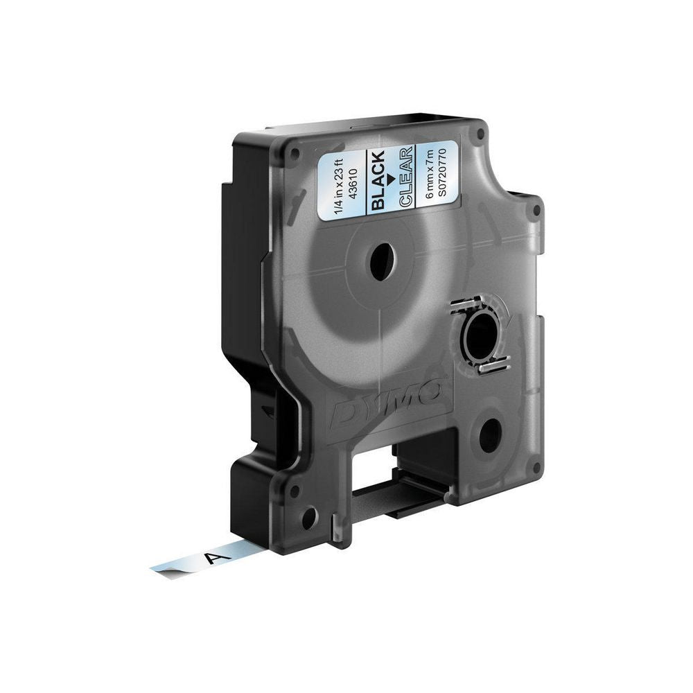 DYMO Schriftband – 6 mm × 7 m, transparent, schwarz – für DYMO POCKET, Dymo 1000+, 2000 und weitere