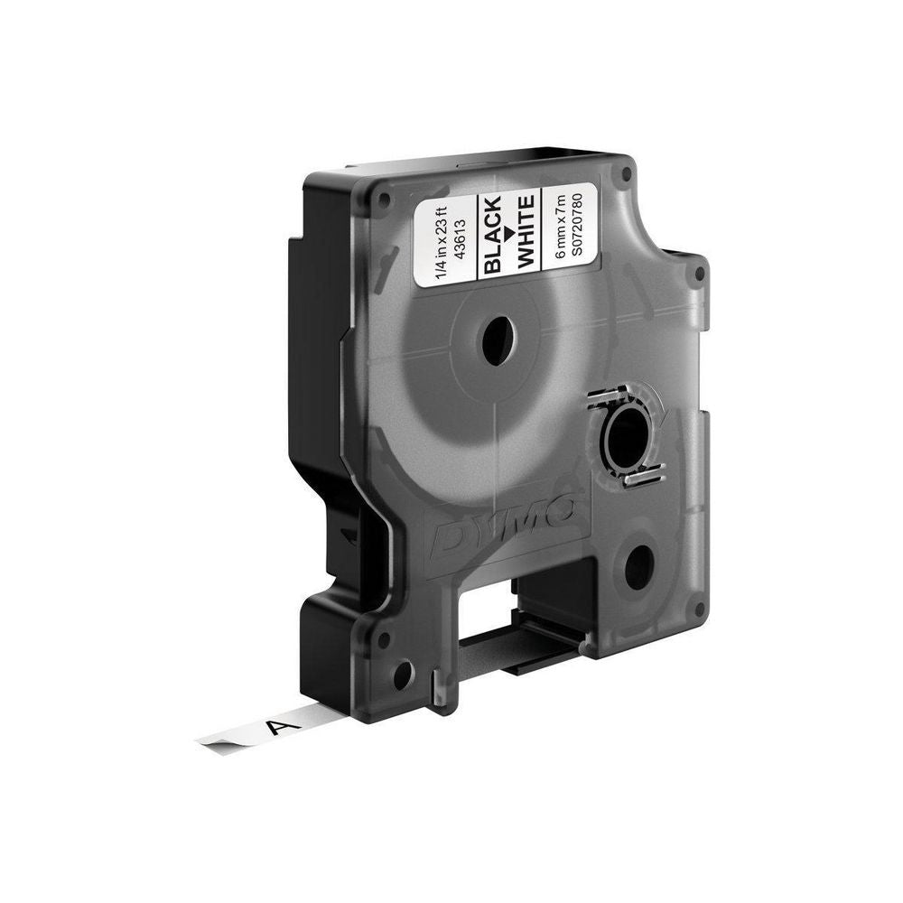 DYMO Schriftband – 6 mm × 7 m, weiss, schwarz – für DYMO POCKET, Dymo 1000+, 2000 und andere