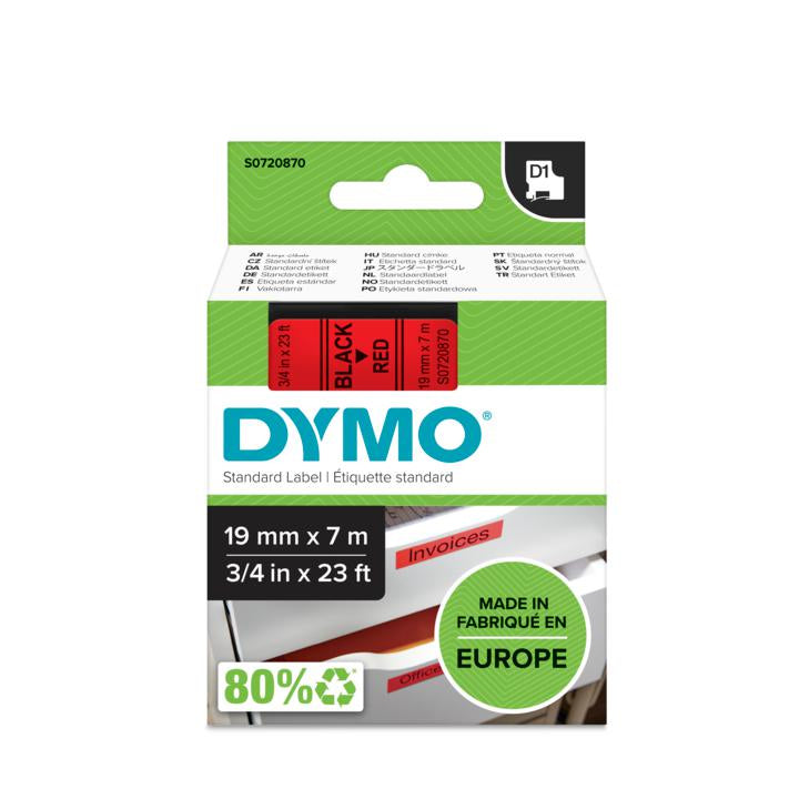 DYMO Textilband – 19 mm × 7 m, rot, schwarz – für DYMO POCKET, Dymo 1000+, 2000 und andere
