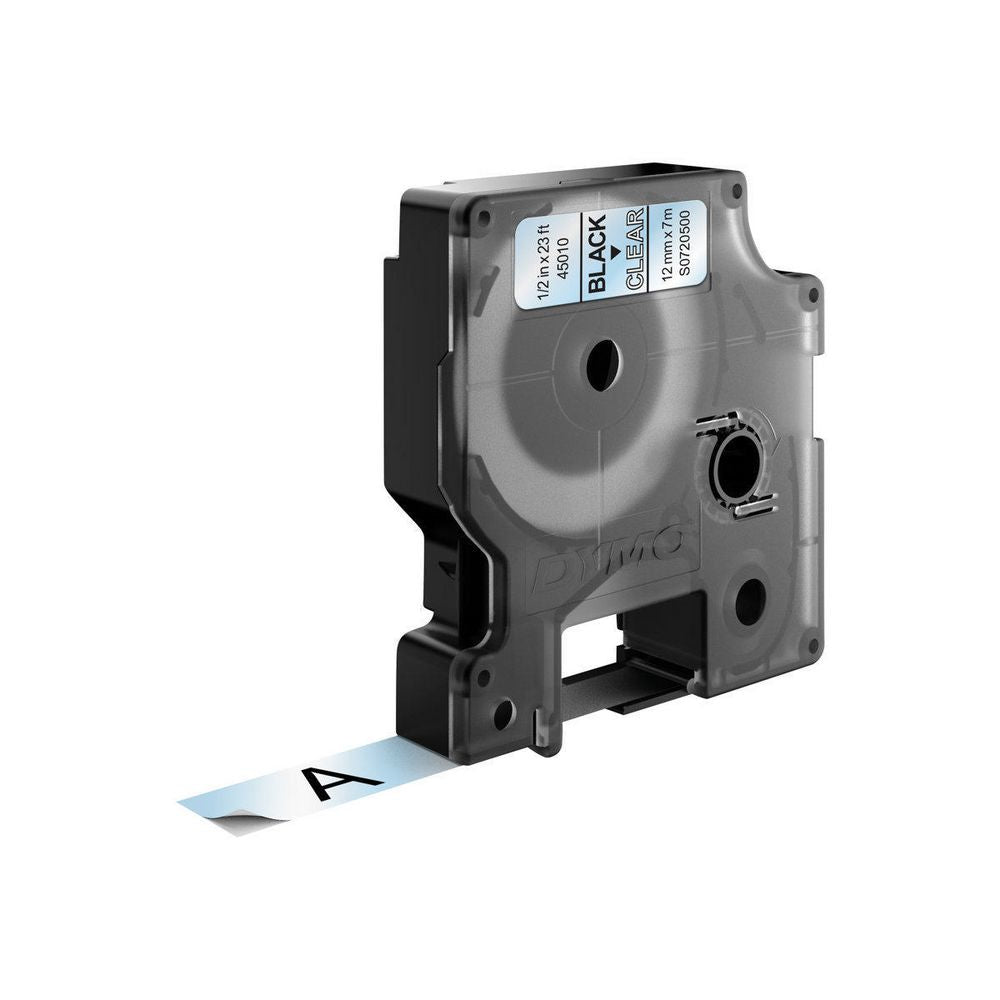 DYMO Schriftband – 12 mm × 7 m, transparent, schwarz – für DYMO LabelPoint: LabelPoint 200, 250, 300 und weitere