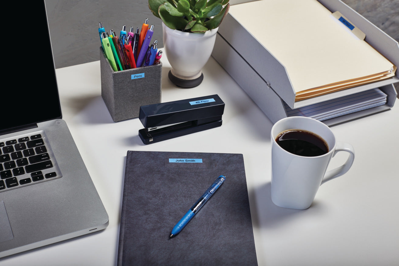 DYMO Schriftband – 12 mm × 7 m, blau, schwarz – D1-TAPE