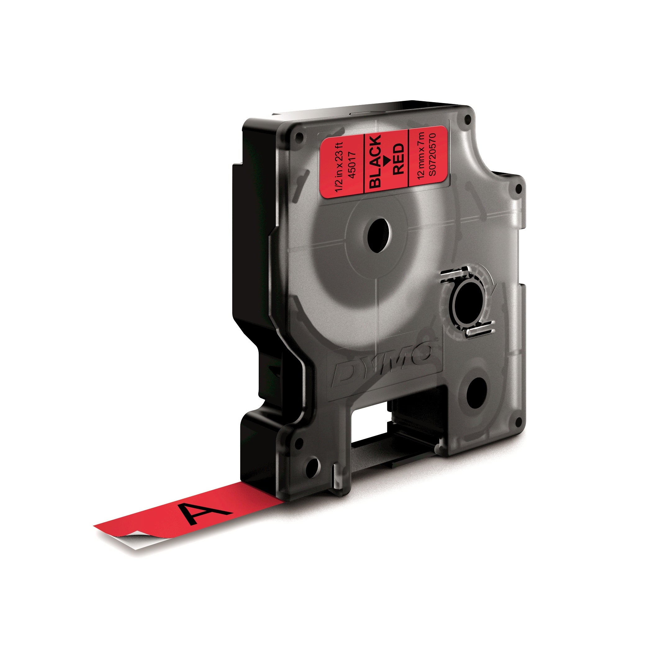 DYMO Schriftband – 12 mm × 7 m, rot, schwarz – D1-TAPE