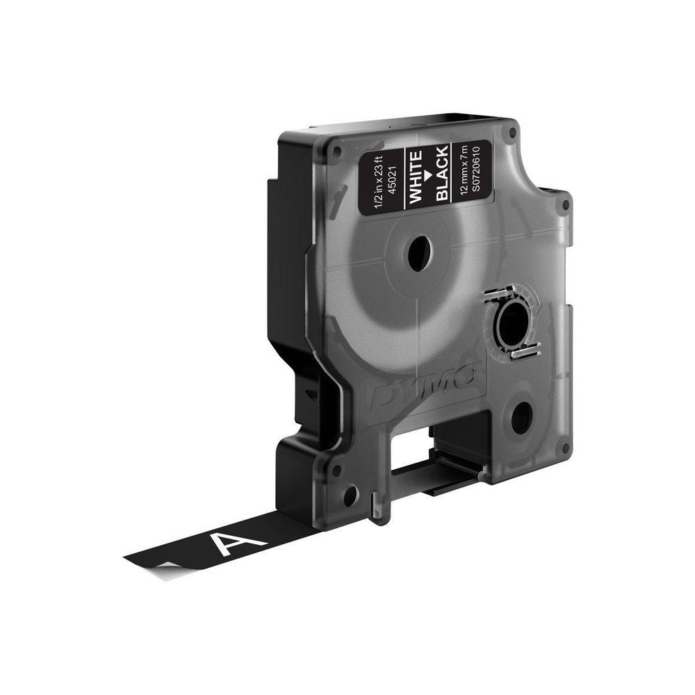 DYMO Schriftband – 12 mm × 7 m, schwarz, weiss – für LabelPoint 200, 250, 300, usw.