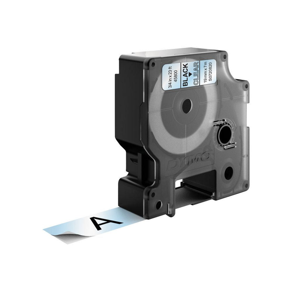 DYMO Schriftband – 19 mm × 7 m, transparent, schwarz – für DYMO POCKET, Dymo 1000+, 2000 und weitere