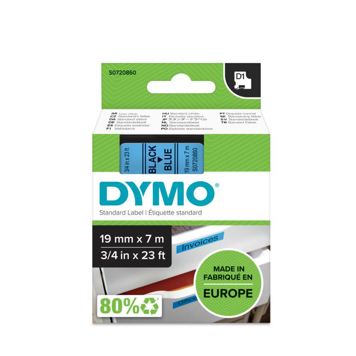 DYMO Schriftband 6 19 mm D7 7 m, blau, schwarz 6 f52r DYMO POCKET, Dymo 1000+, 2000, und andere