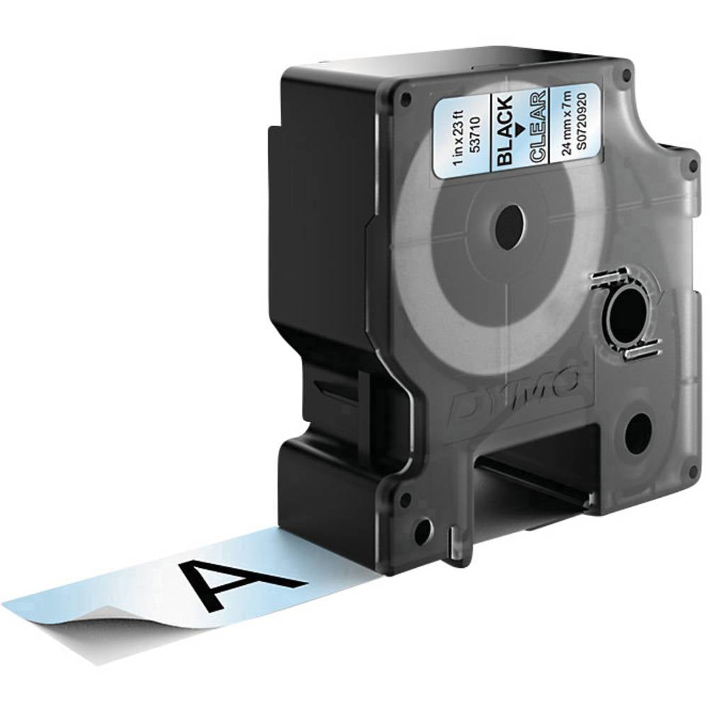 DYMO Schriftband – 24 mm × 7 m, transparent, schwarz – D1-TAPE