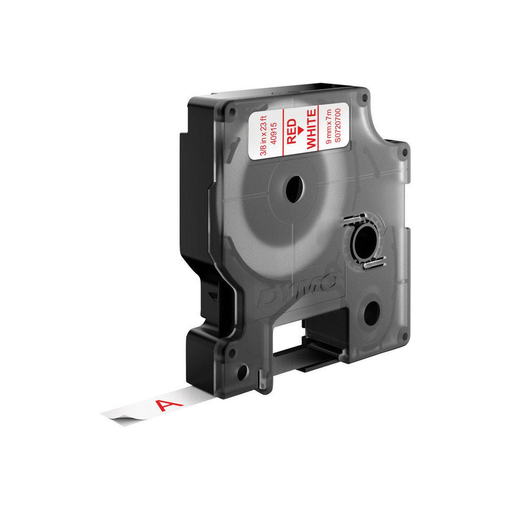 DYMO Schriftband – 9 mm × 7 m, weiss, rot – für LabelPoint 200, 250, 300, u. a. – D1