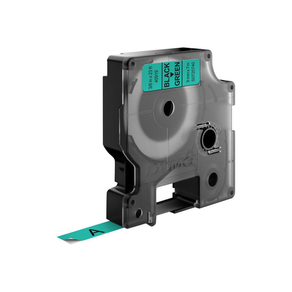 DYMO Schriftband – 9 mm × 7 m, grün, schwarz – für LabelPoint 200, 250, 300, usw. – D1