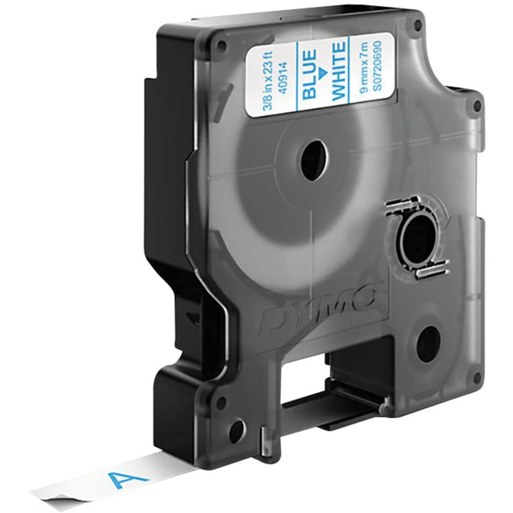 DYMO Schriftband – 9 mm × 7 m, weiss, blau – für LabelPoint 200, 250, 300, usw. – D1