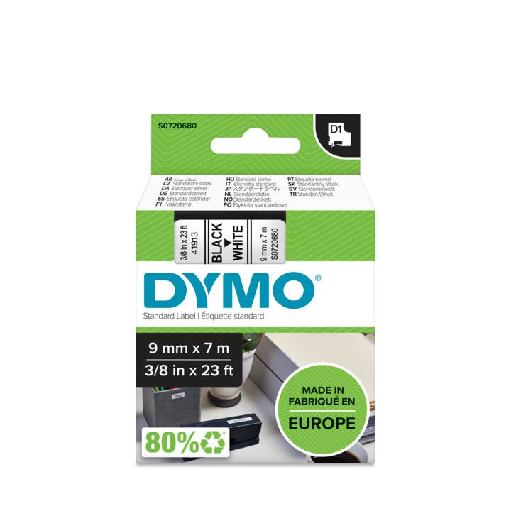 DYMO Textilband – 9 mm × 7 m, weiss, schwarz – für LabelPoint 200, 250, 300, u. a. – D1