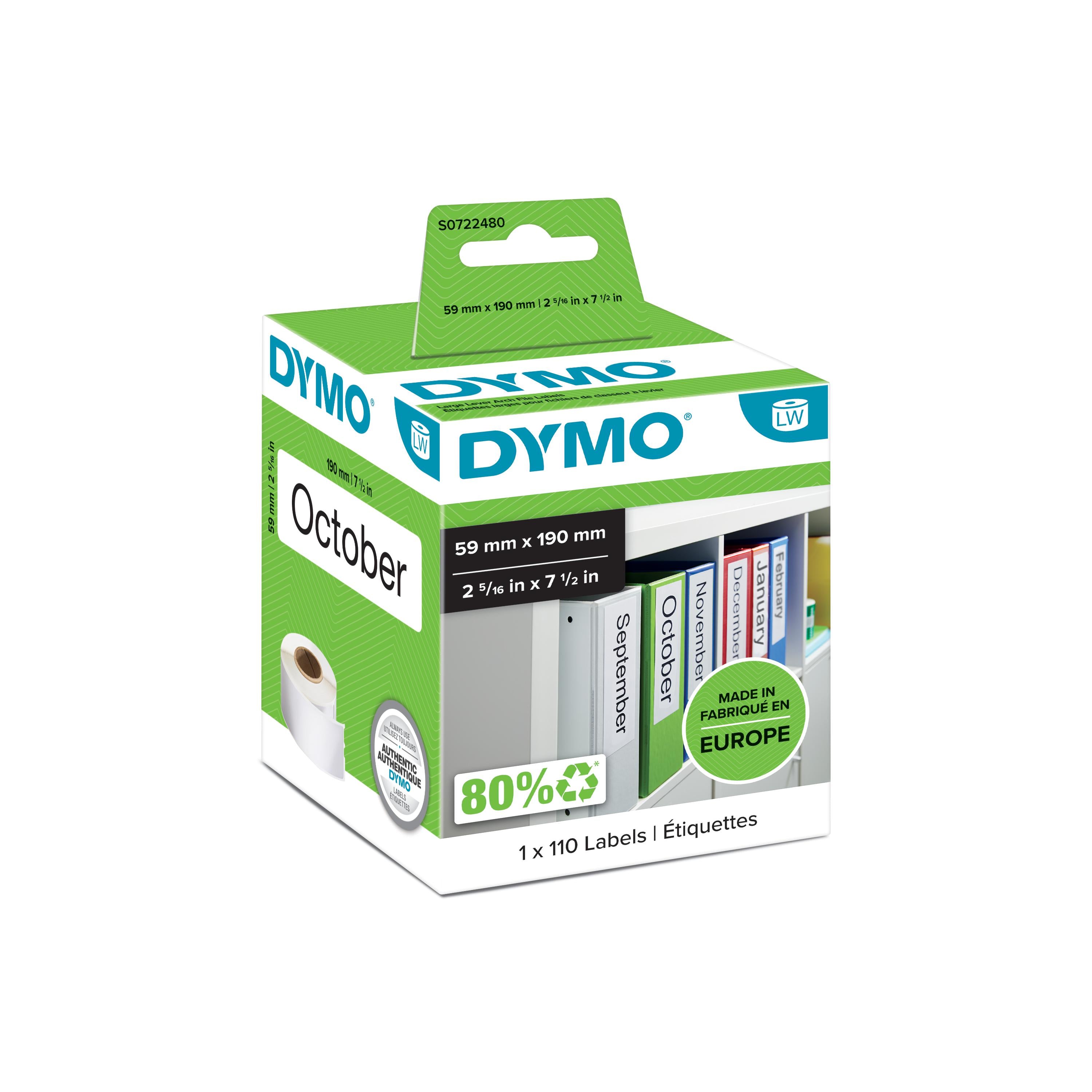 DYMO Druckeretiketten, 59 mm × 190 mm, weiss, 110 St.