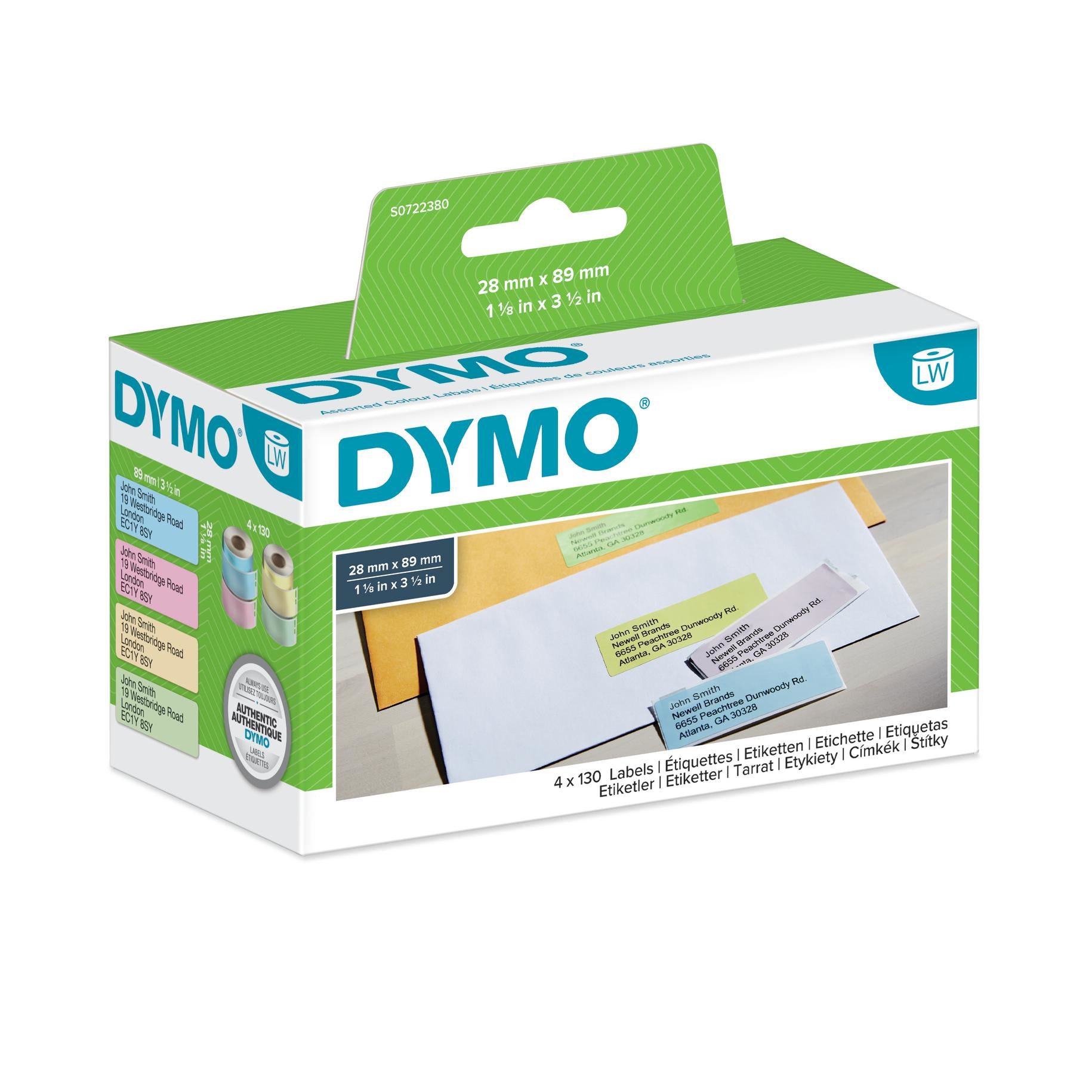 DYMO Adress-Etiketten, 89 mm × 28 mm, permanent, für LabelWriter 310, 320 und andere, 4 × 130 Stk.