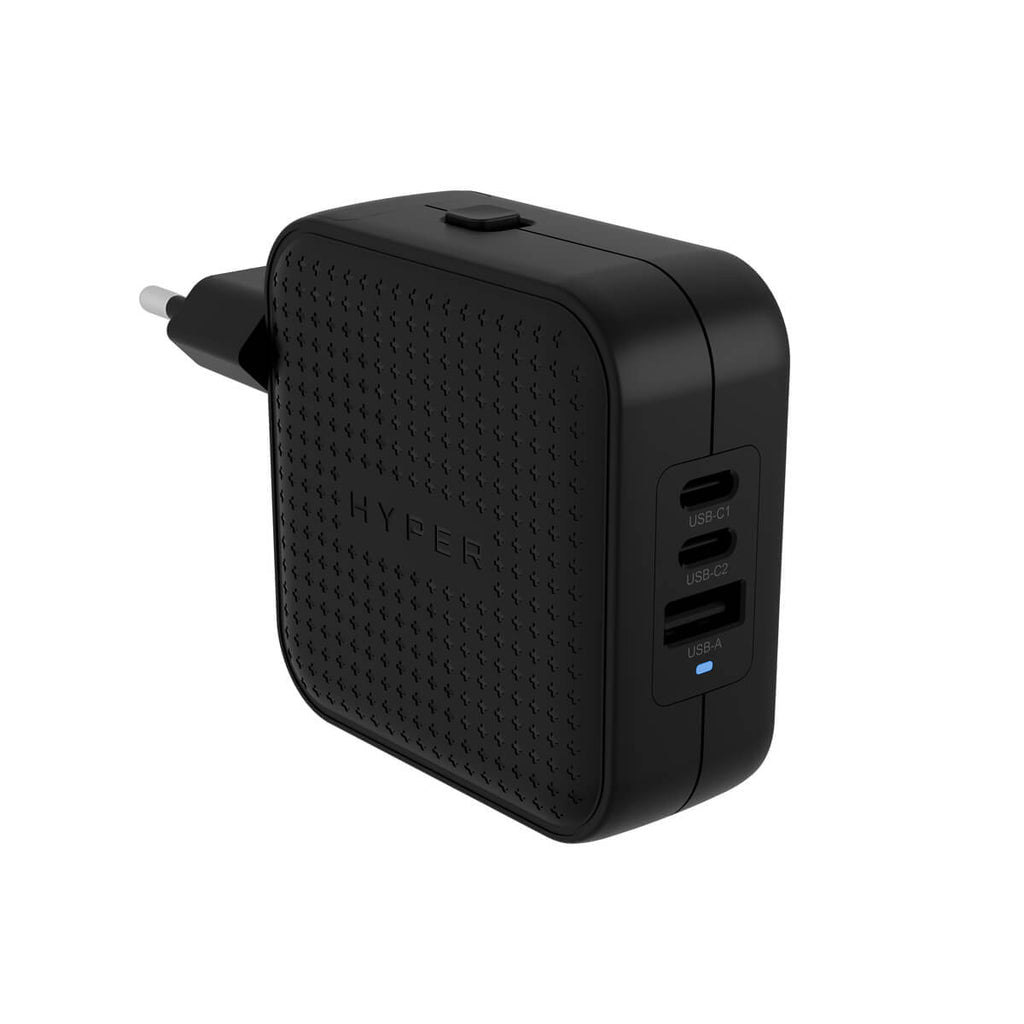 HYPER HJ1003BKWWGL USB-Ladegerät 70 W – USB-C×2, USB-A×1 – PD 3.0, PPS, GaN