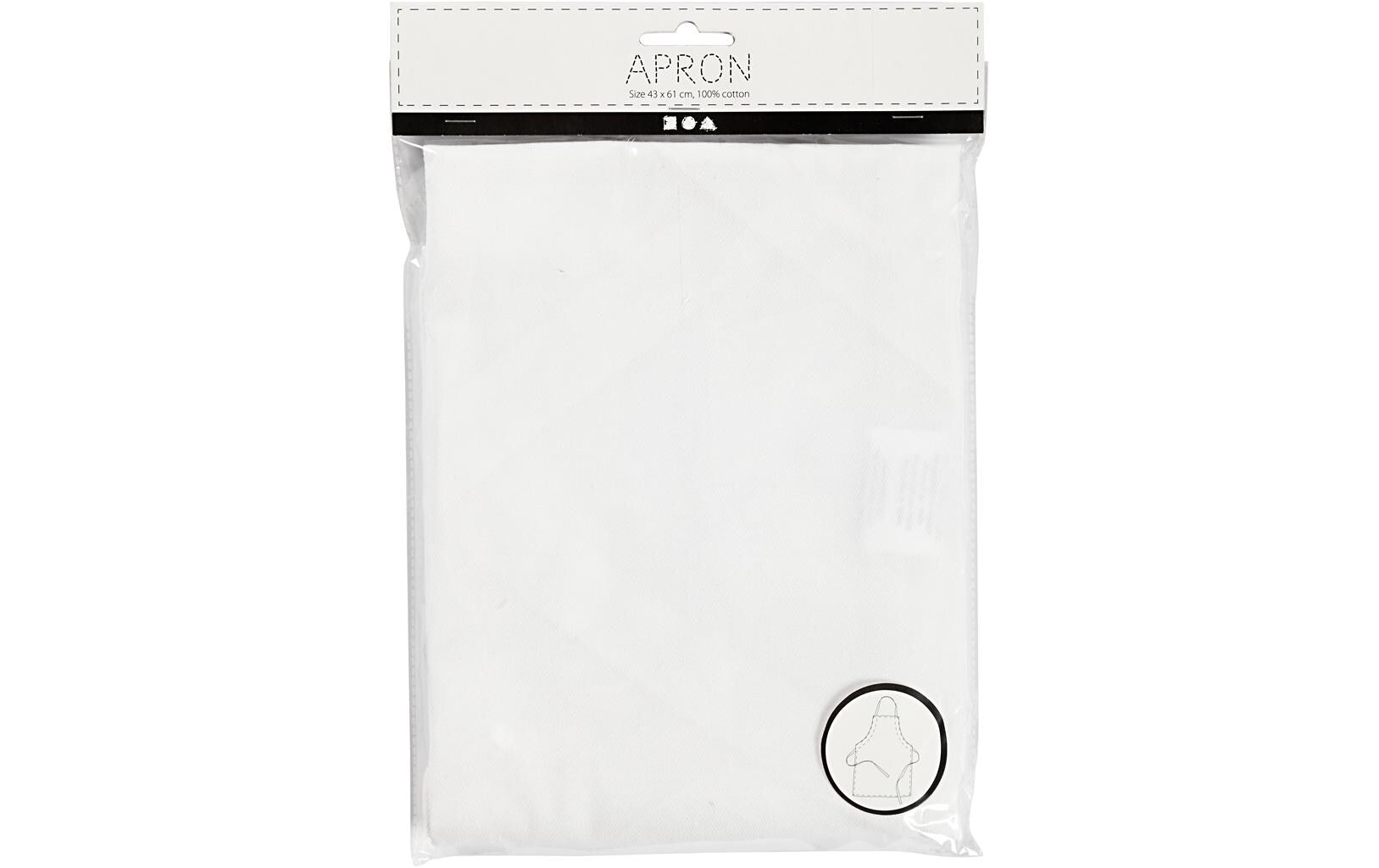 Creativ Company Schürze – Baumwolle, 43×61 cm, Weiss, 1 Stück, mit 1 Tasche
