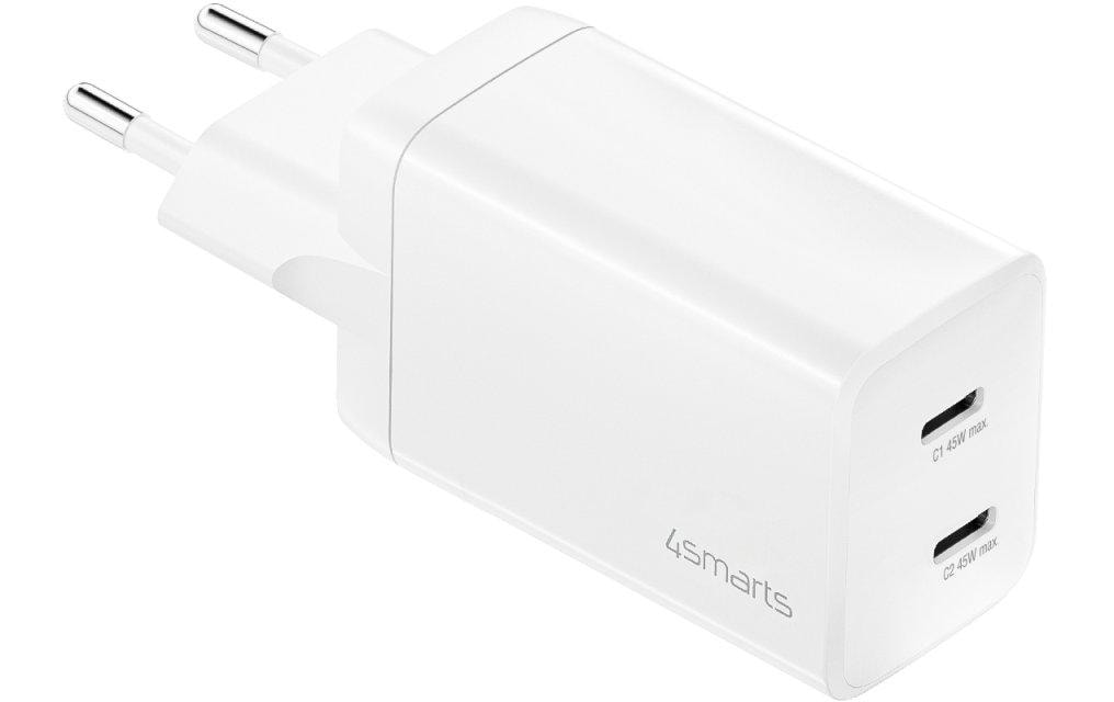 4smarts PDPlug Dual Ladegerät – 45 W, 2× USB-C, PD, QC, GaN – für USB-C-Geräte