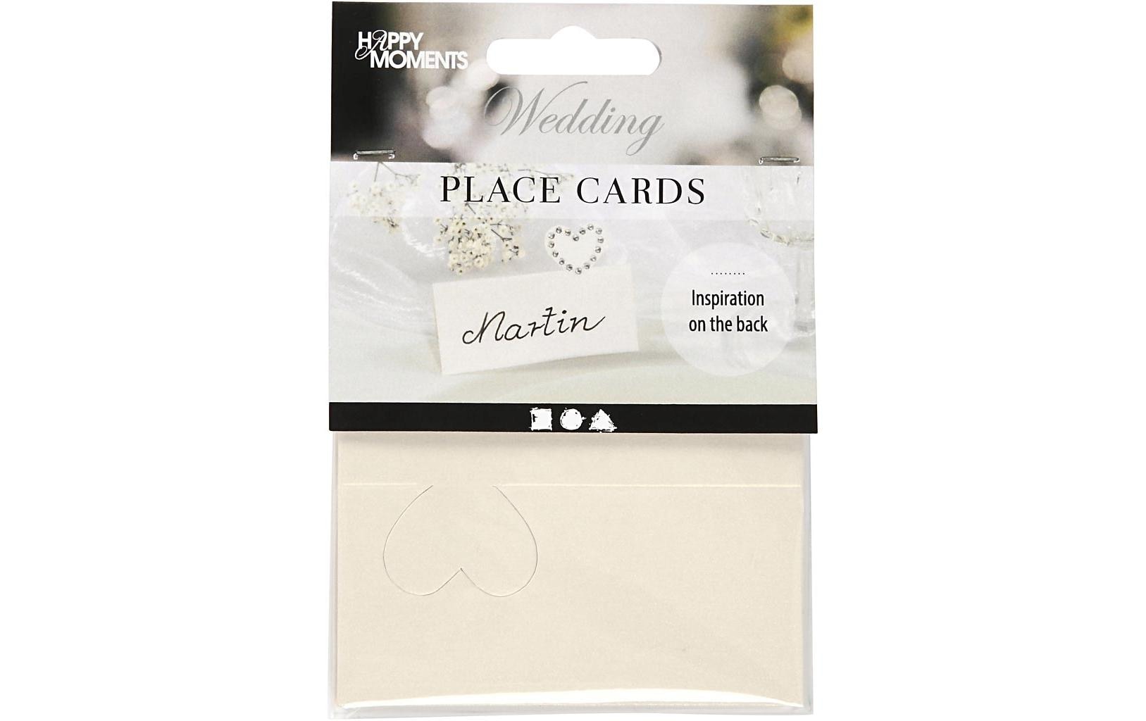 Creativ Company Tischkarten Hochzeit – Weiss – 8 × 8,5 cm – Kunstpapier – 20 Stk