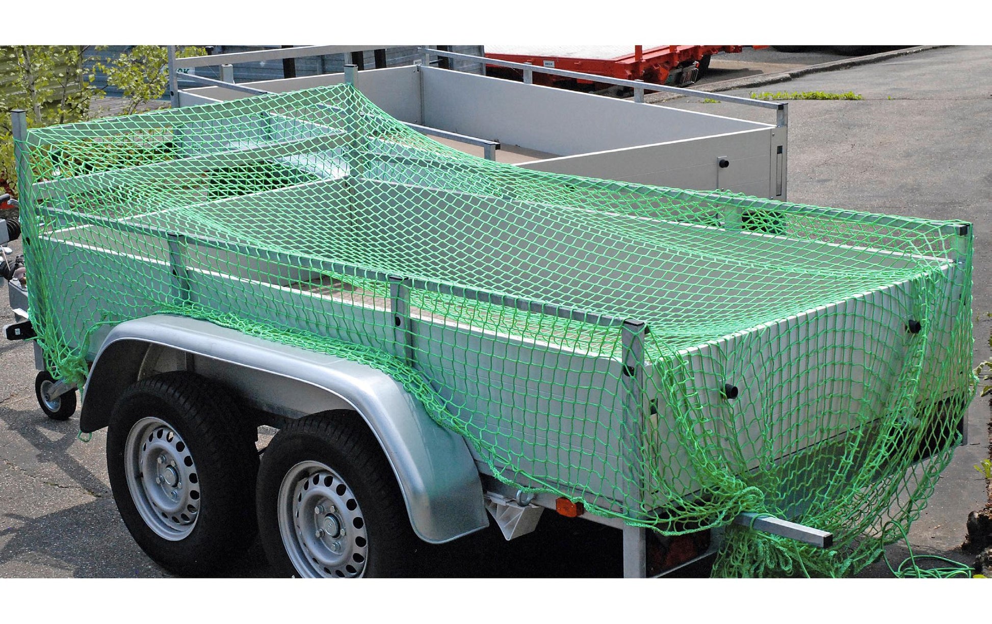 Meister Anhängernetz 1,5 × 2,2 m, Polypropylen, grün, knotenlos, mit elastischem Seil, Maschenweite 45 mm