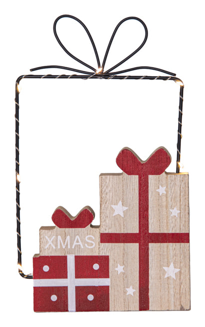 Star Trading Dekorationsfigur JOLLY – 25 cm, 0,07 W, Warmweiss, Rot/Holz, Timer, Batteriebetrieben
