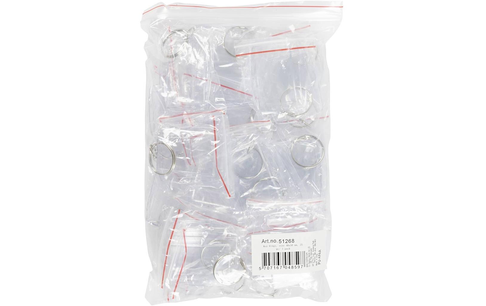 Creativ Company Foto-Schlüsselanhänger – Acryl/Metall, Transparent, 40 × 50 mm, 25er-Pack