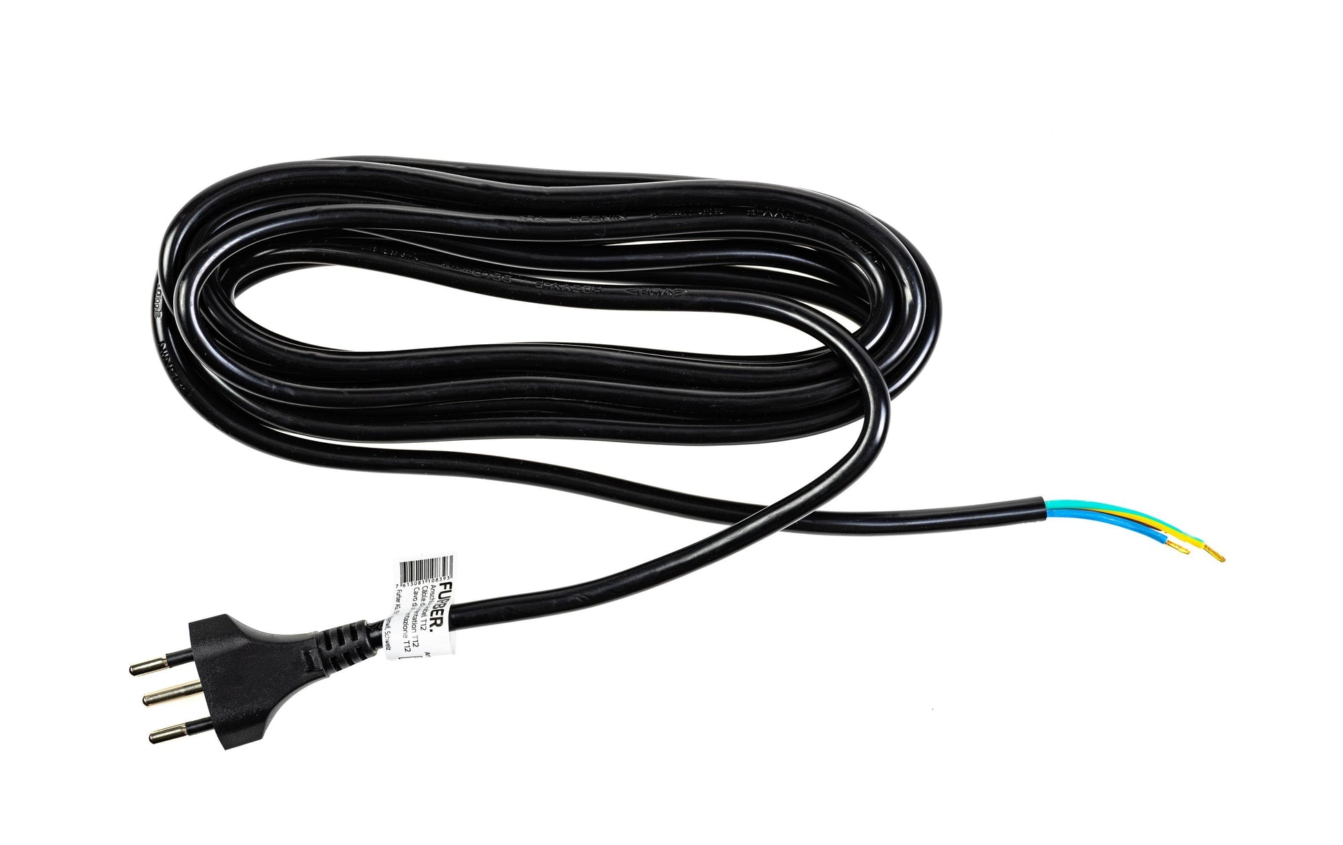 Furber. Verlängerungskabel, T12–offen, 5 m, 1 mm², mit Kinderschutz, angespritzt – schwarz