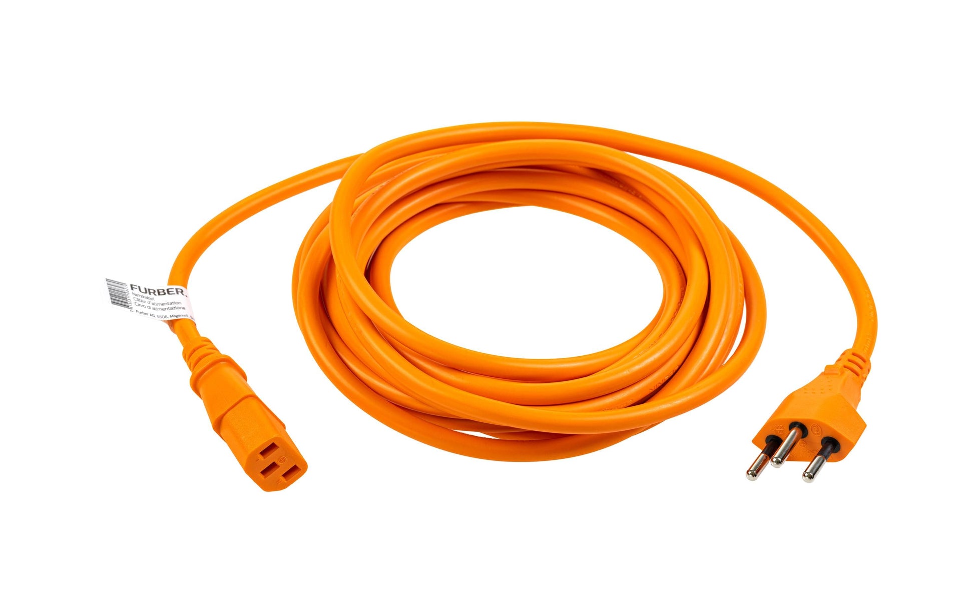 Furber. Furber Netzkabel – T12–IEC C13, 3 m, 230 V/10 A, 3×1 mm², orange
