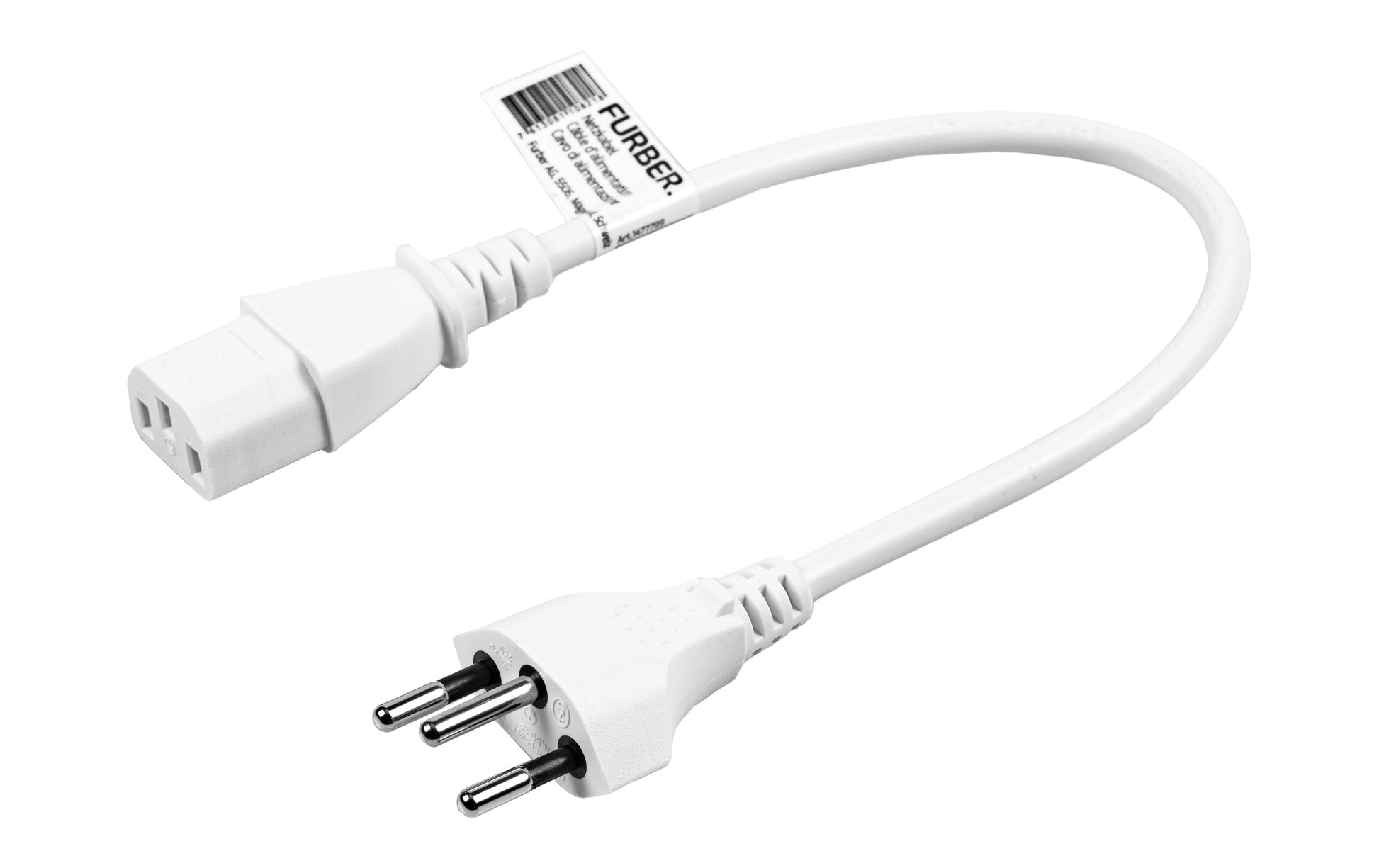 Furber. Netzkabel – T12–IEC C13, 0,2 m, 10 A, weiss