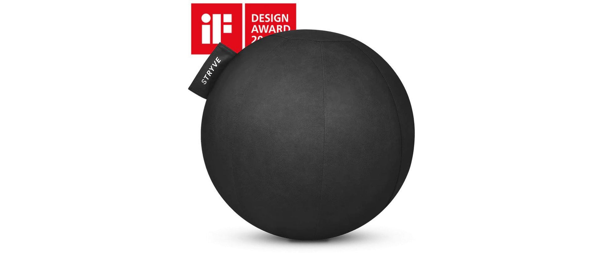 Stryve Active Ball Lederstoff Balancekissen – Ø 65 cm, Baumwolle, Schwarz