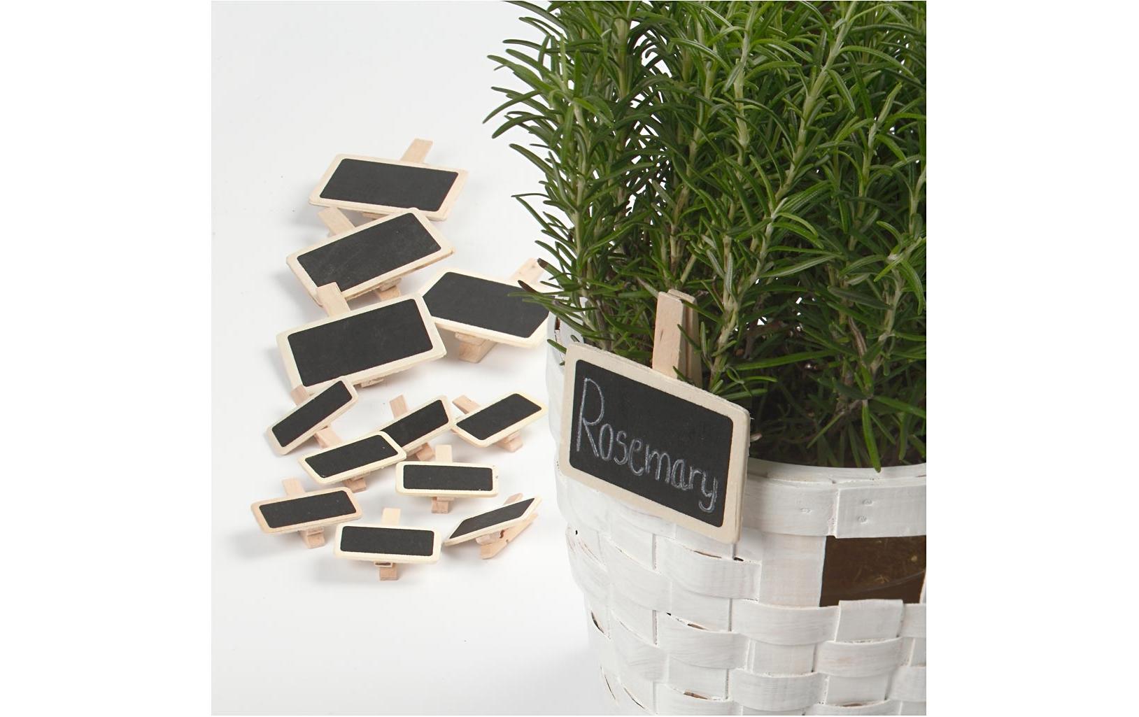 Creativ Company Minikreidetafel – 40 × 20 mm – Holz, schwarz – inkl. Klammern – 100 Stk.