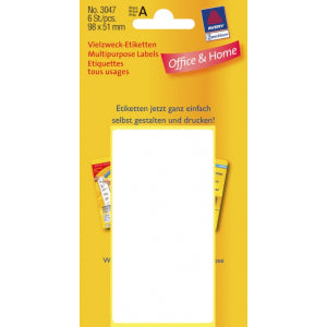 Avery Zweckform Haftetiketten – rechteckig 98 × 51 mm, permanent, weiss, A4, 6 Blatt (6 Stk.)