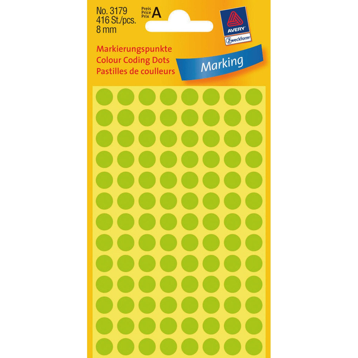 AVERY Zweckform Haftetiketten – Ø 8 mm, permanent, grün, Papier, 4 Blatt (416 Stk.)