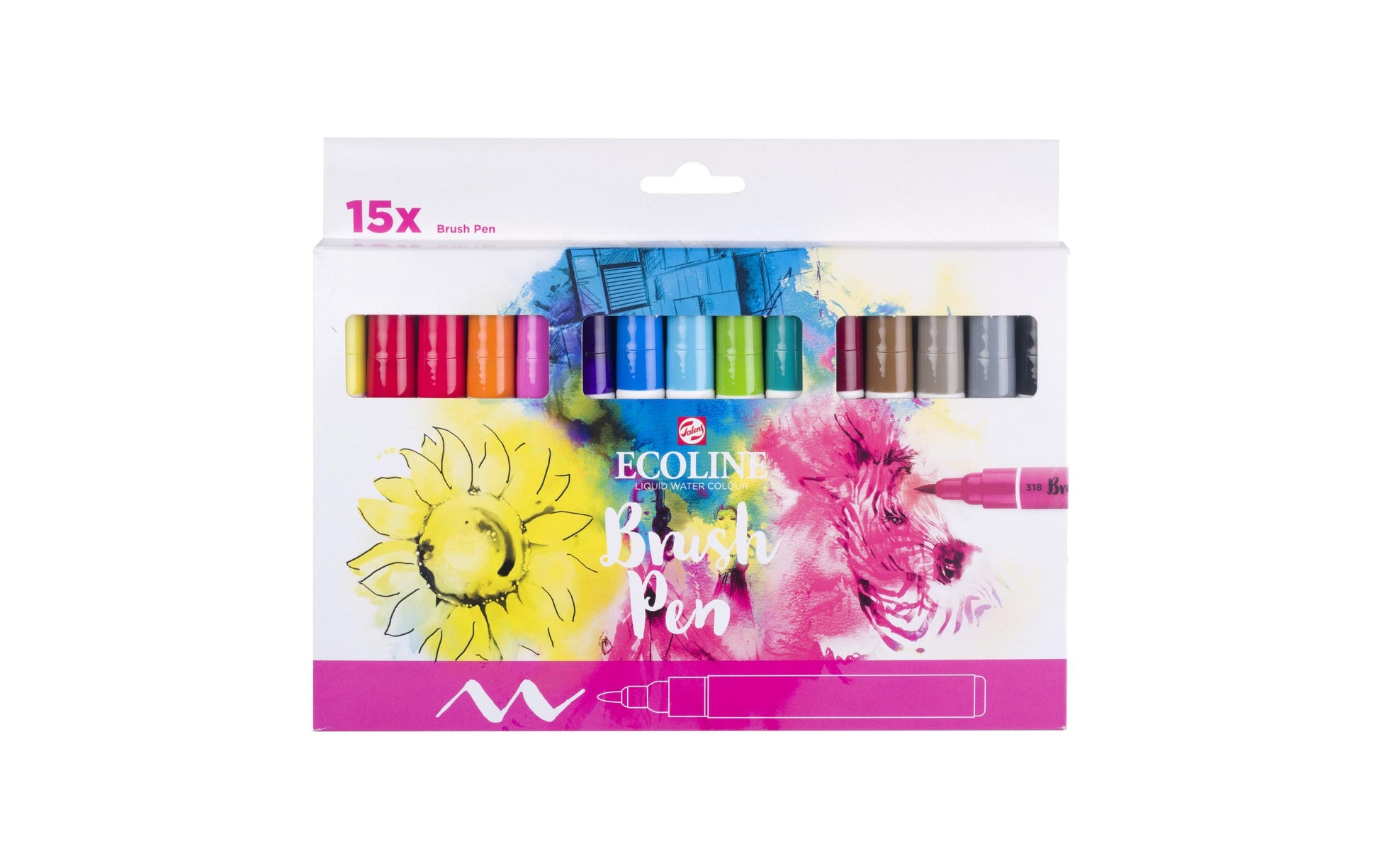 Talens Ecoline Brush Pens – Pinselspitze, wasserbasiert, 15 Farben