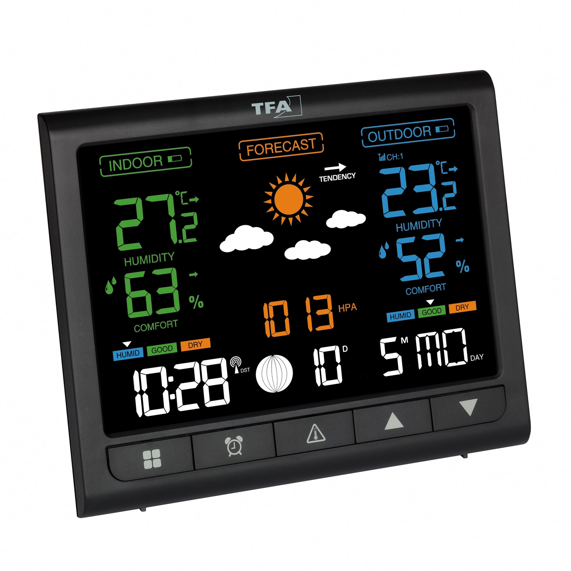 TFA-Dostmann TFA Dostmann CONTRAST – Wetterstation, innen/aussen, Hygrometer & Thermometer, inkl. Aussensensor – schwarz