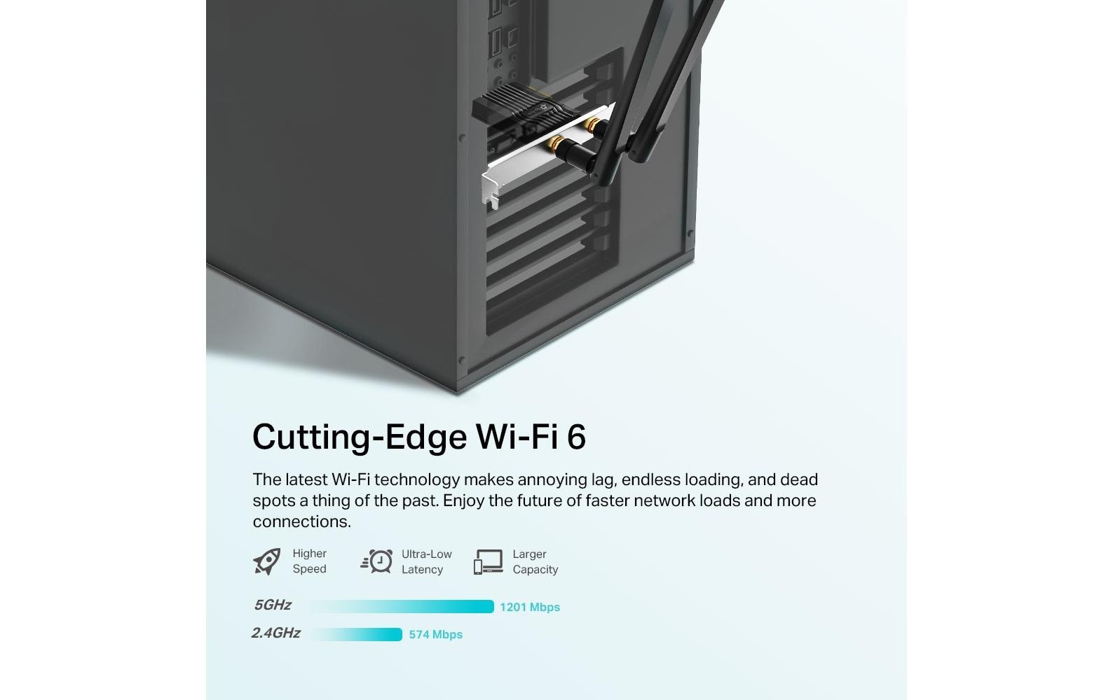 TP-Link AX1800 – PCIe WLAN-Karte – Wi-Fi 6 (2,4/5 GHz), 1,8 Gbit/s, Bluetooth 5,2