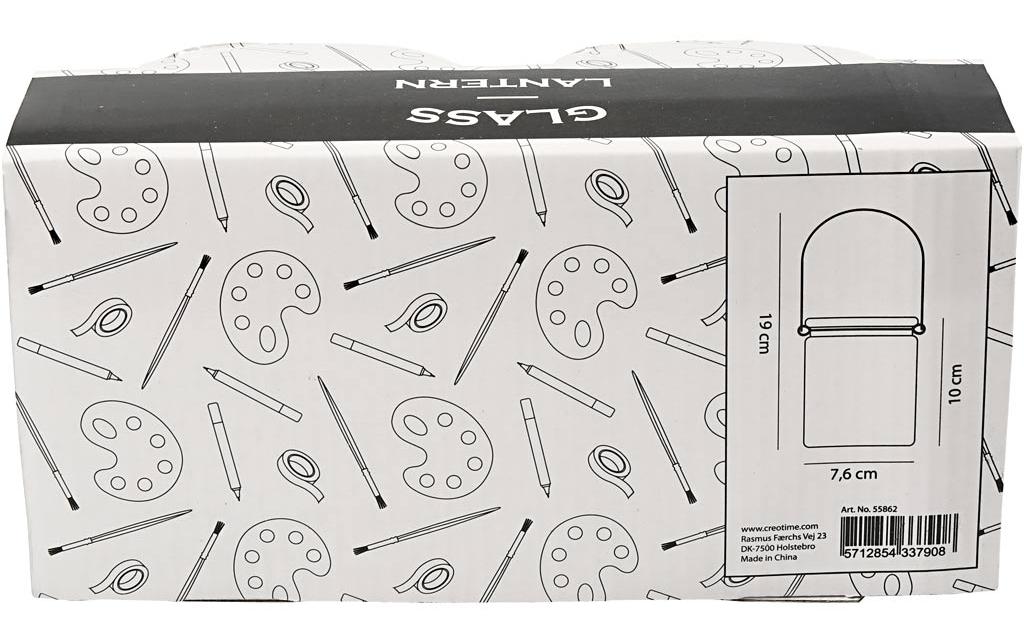 Creativ Company Laterne – Glas, transparent – 7,6 × 10 × 7,6 cm – 2-teilig