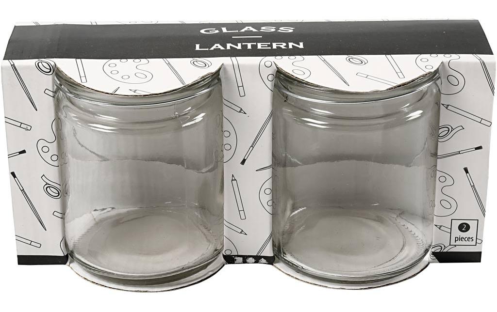 Creativ Company Laterne – Glas, transparent – 7,6 × 10 × 7,6 cm – 2-teilig