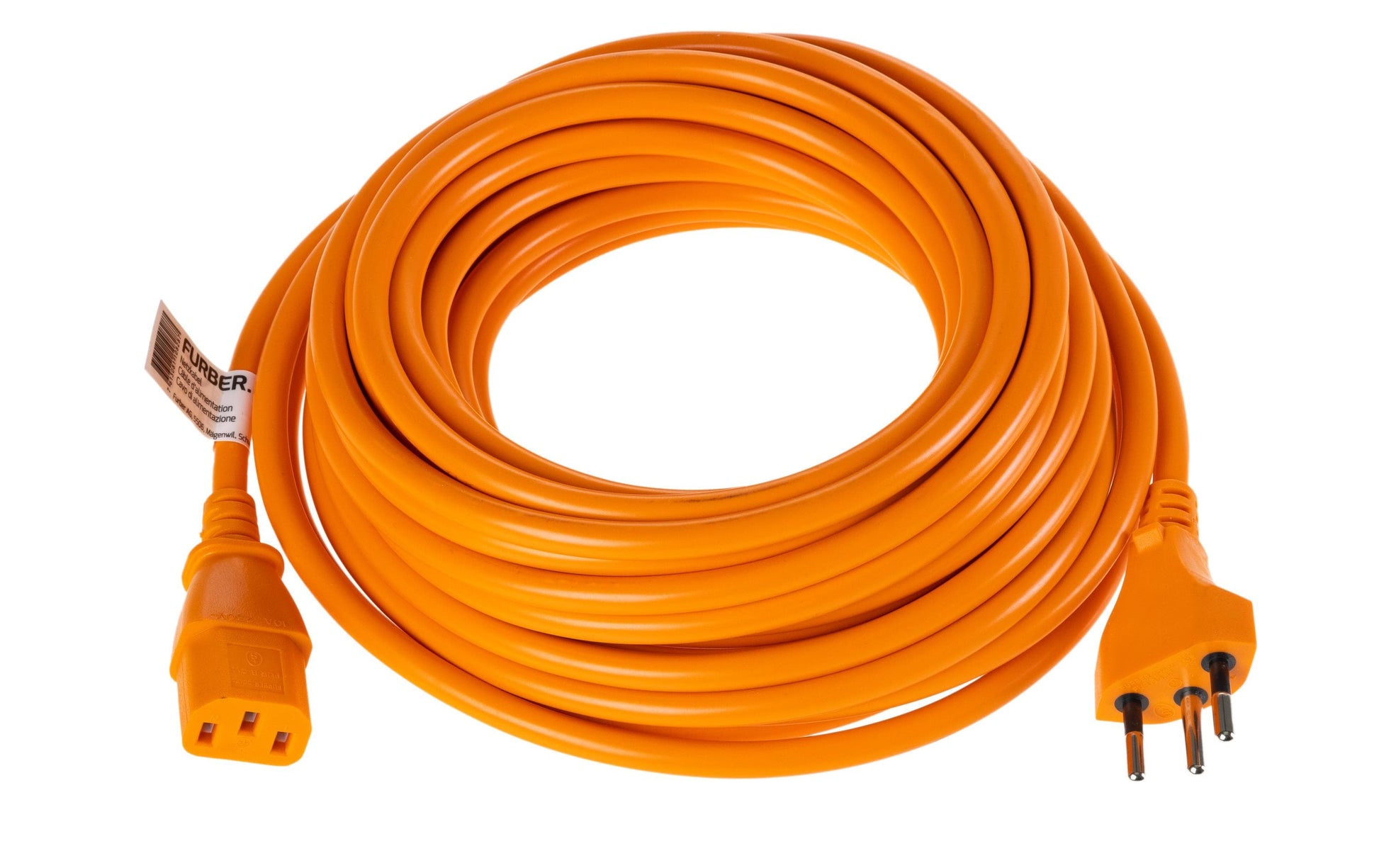 Furber. Netzkabel – T12–IEC C13, 10 m, 10 A, orange