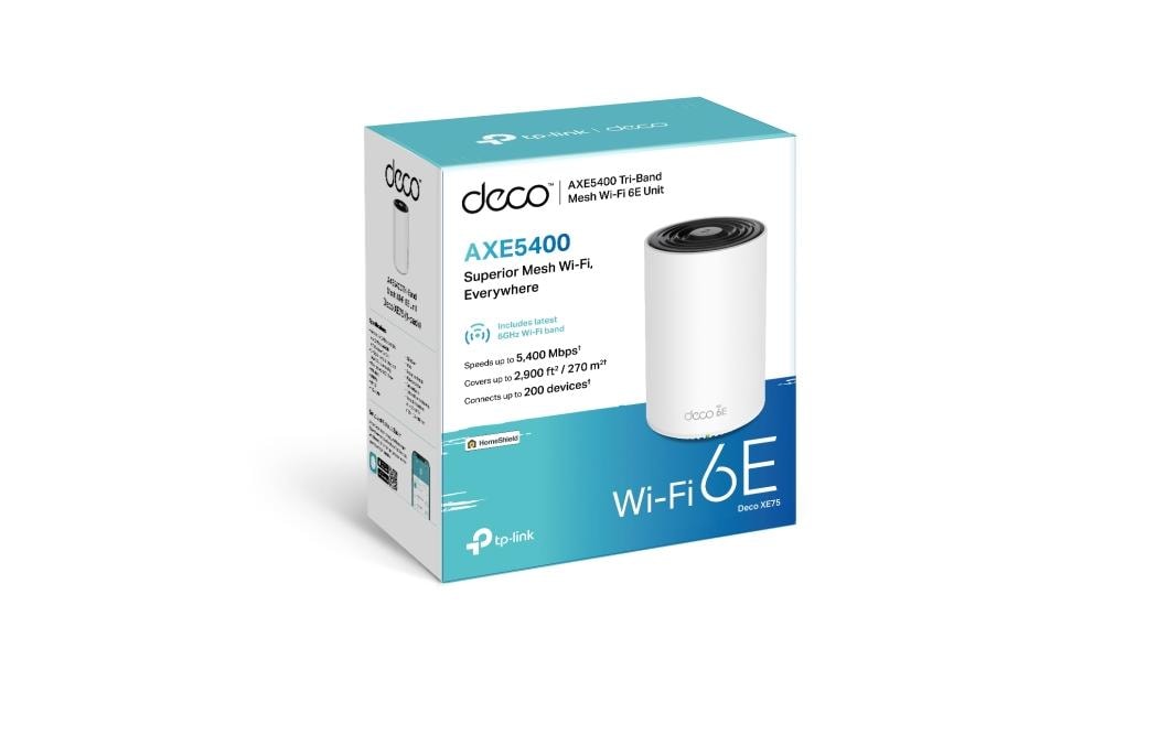 TP-Link Deco XE75 – Mesh-WLAN-System, Wi-Fi 6E, Tri-Band (2,4/5/6 GHz), AXE5400, Weiss