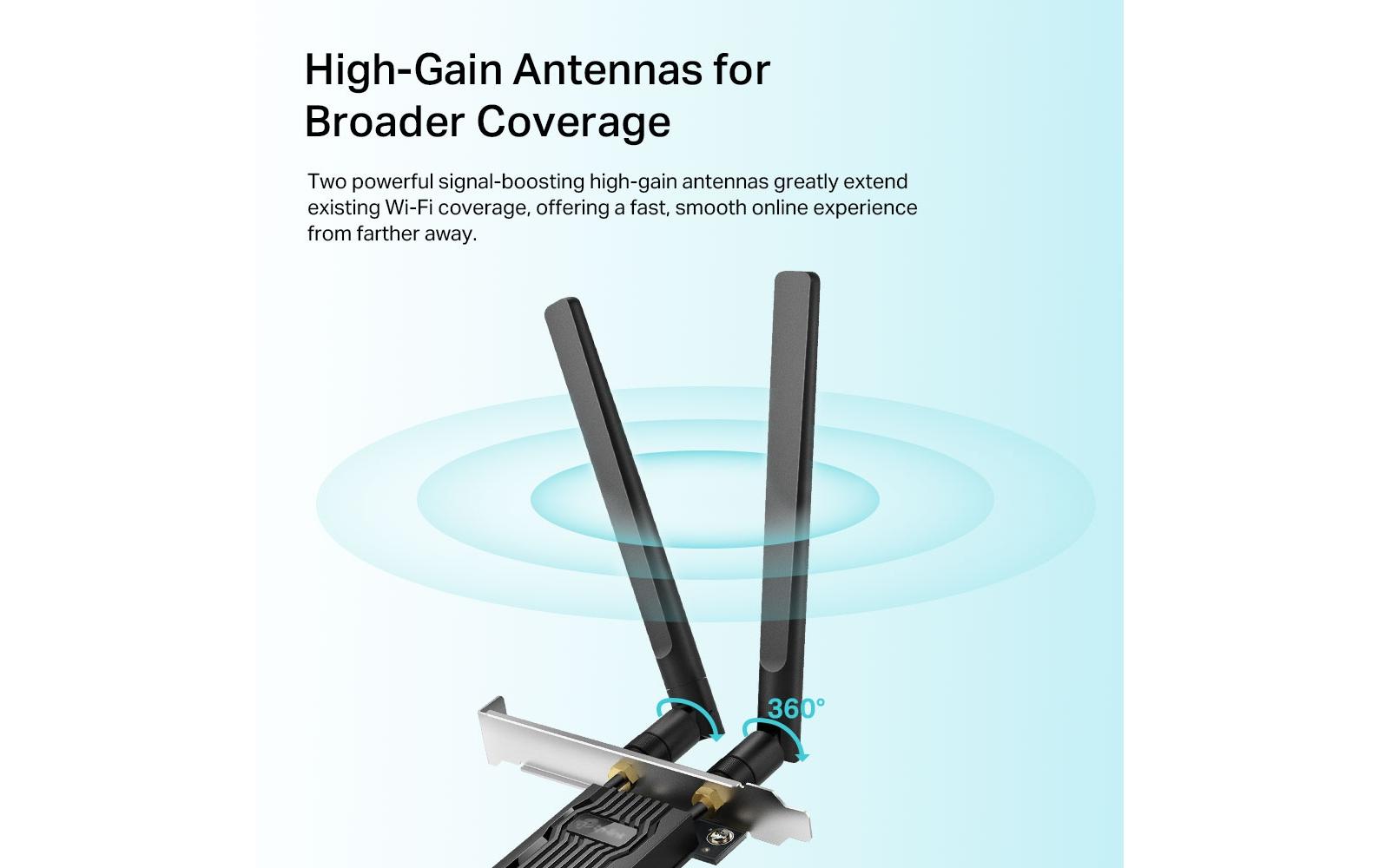 TP-Link AX1800 – PCIe WLAN-Karte – Wi-Fi 6 (2,4/5 GHz), 1,8 Gbit/s, Bluetooth 5,2