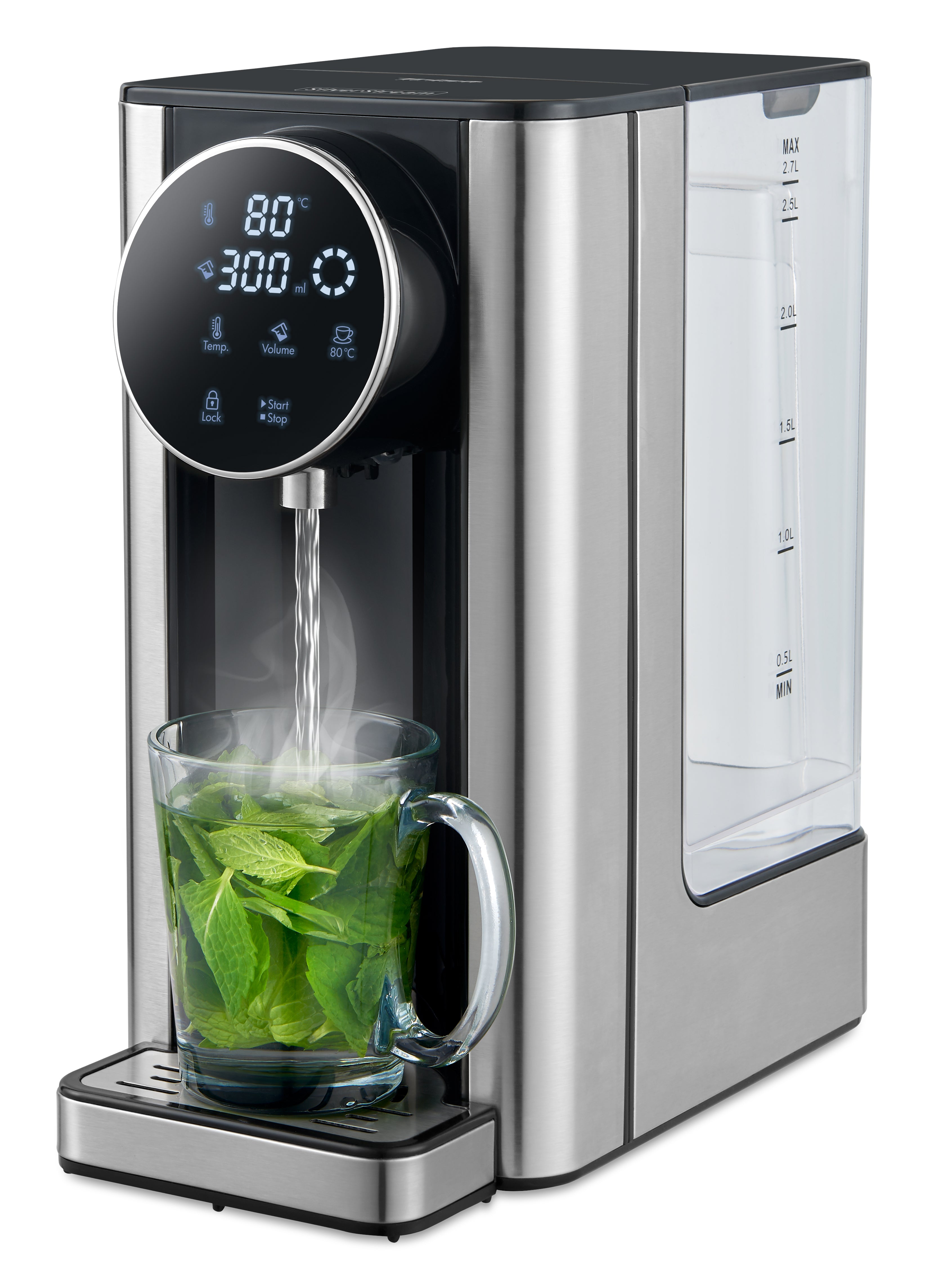 Trisa Silver Stream Wasserkocher – 2,7 l, mit Temperaturwahl, Edelstahl