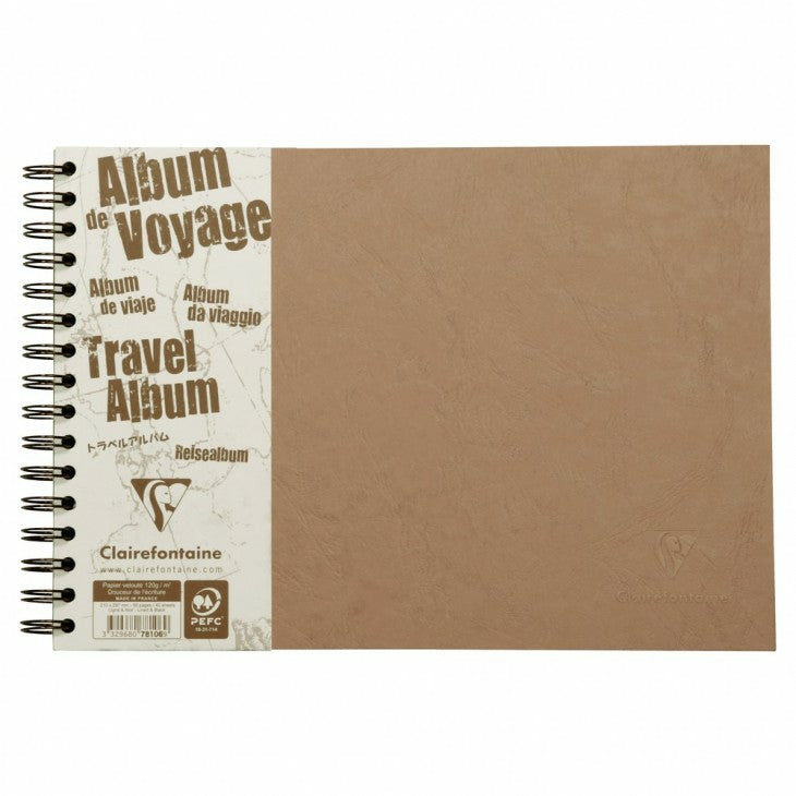 Clairefontaine Fotobuch – A4 quer – liniert – 80 Blatt – Spiralbindung, Braun, PEFC