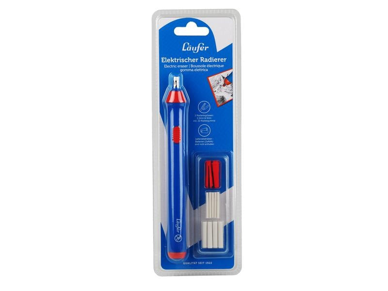 Laufer Radierer – für Bleistifte, Farbstifte – 85 × 255 × 30 mm – Kunststoff – blau