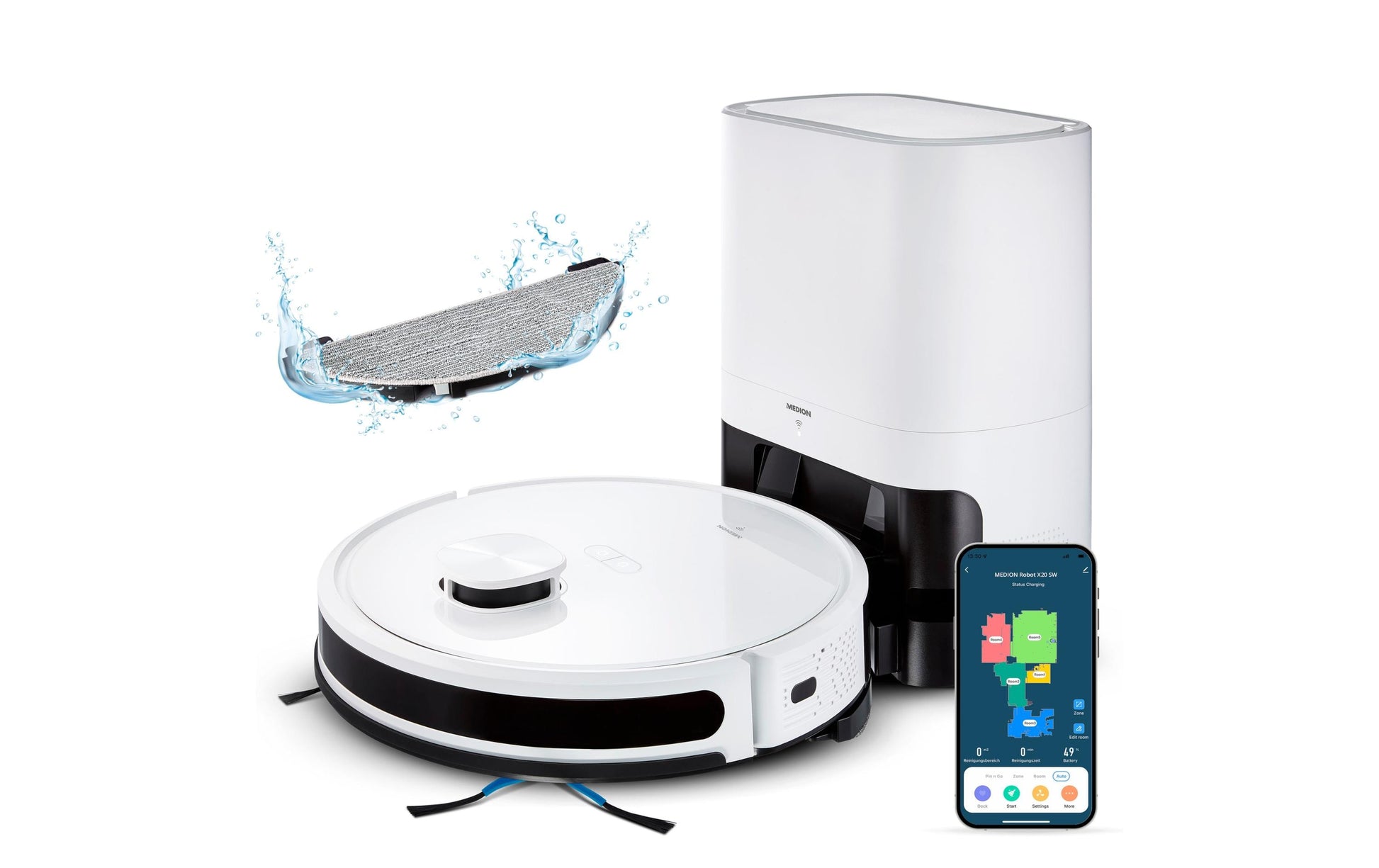 MEDION Roboterstaubsauger MD 11415 – 2-in-1, 0,3 l, Akkubetrieb, 68 dB(A)