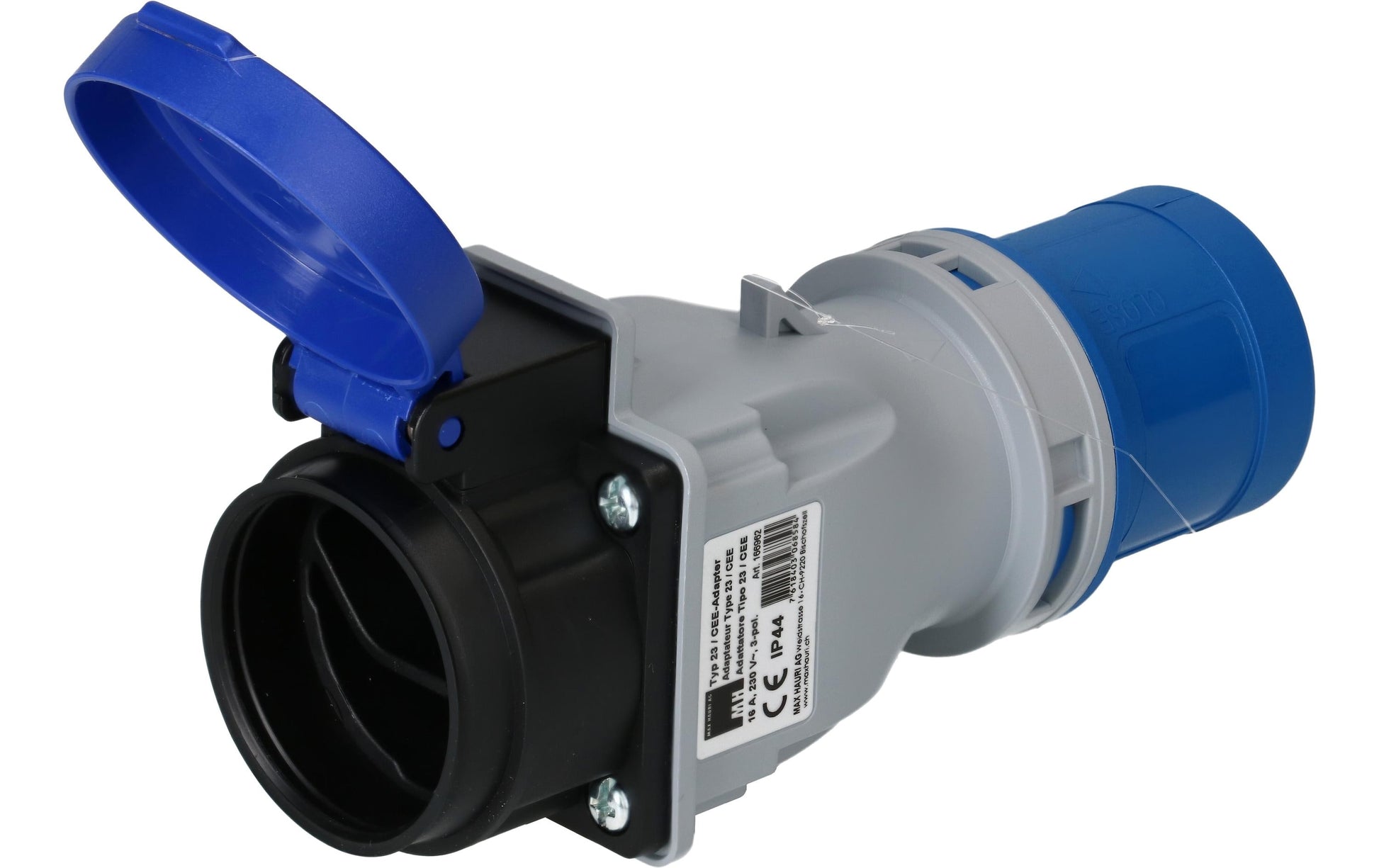 maxCAMP Adapterkabel, CEE 16-3 zu T23, 3-polig, IP55 – blau