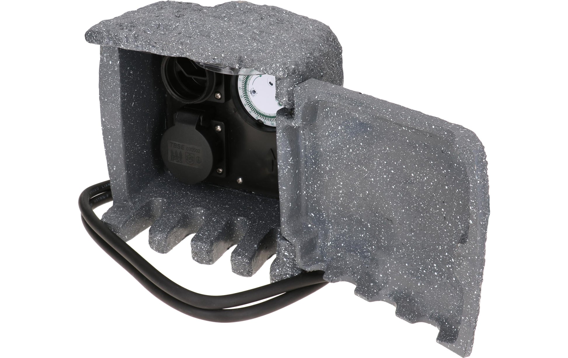 Max Hauri AG Max Hauri Gartenstromverteiler, 2×T13, IP55, 1,4 m, Zeitschaltuhr, Flip-Top-Deckel – Anthrazit