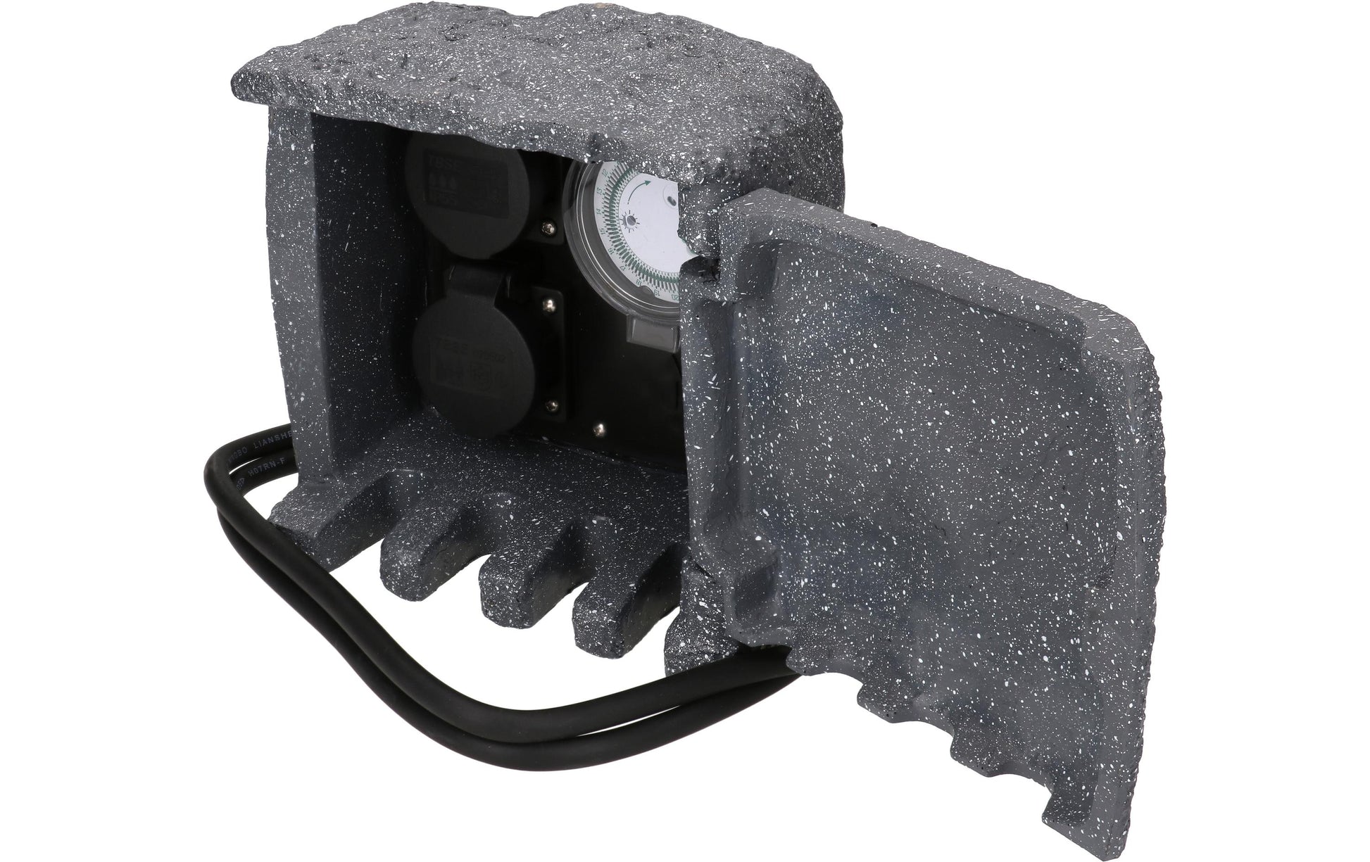 Max Hauri AG Max Hauri Gartenstromverteiler, 2×T13, IP55, 1,4 m, Zeitschaltuhr, Flip-Top-Deckel – Anthrazit