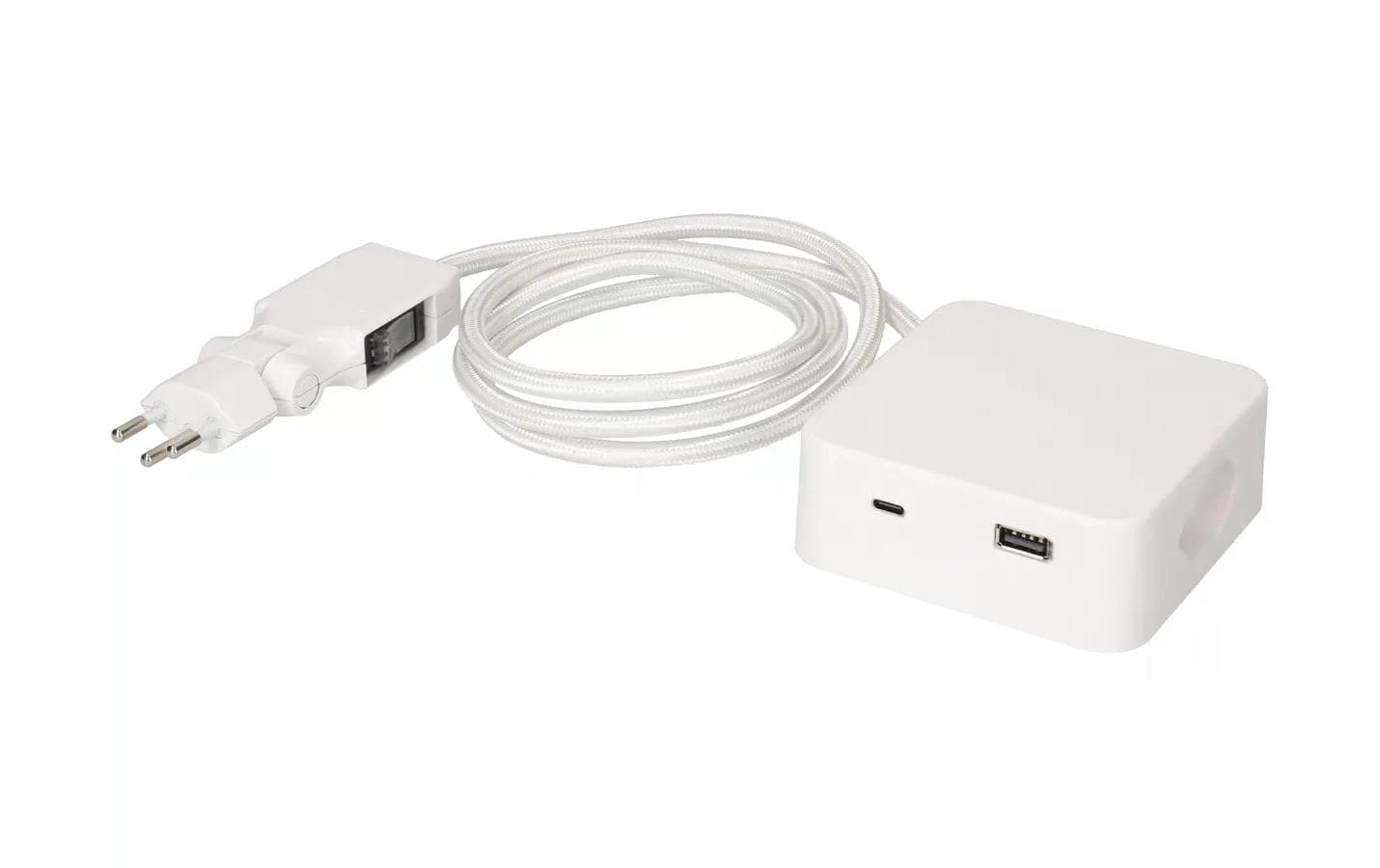 MaxTex Cube Steckdosenleiste – 3 AC-Ausgänge, 1× USB-A + 1× USB-C, 2 m, Magnet, Weiss